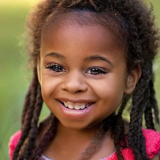 african american 8 year old girl. Brown curly hair .
