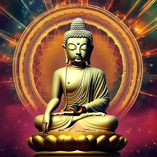 Prompt: 528 hz meditation youtube cover photo appeal, budda calm
