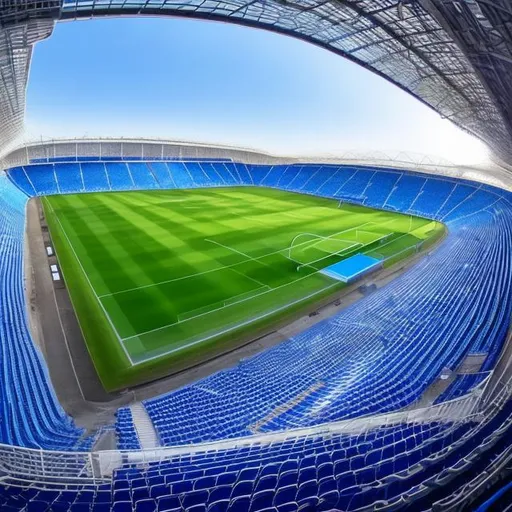 Prompt: soccer stadium with 15000 seats and blue color