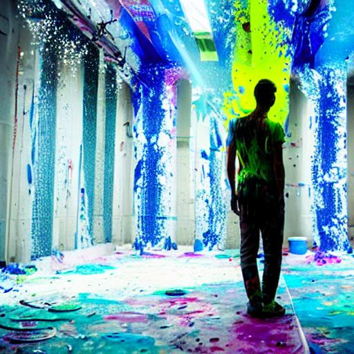 rave with crowd of people covered in paint and rave... | OpenArt