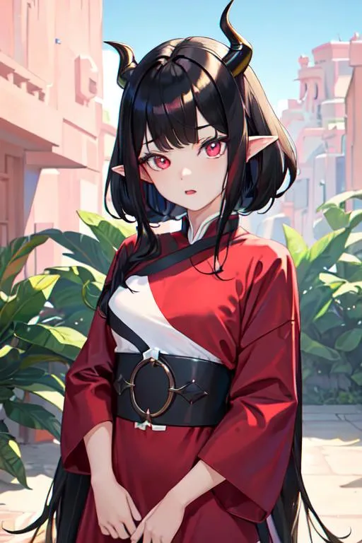 Prompt: loose oversize t-shirt dress, bright colors, symmetrical, beautiful little girl, solo, one has jet-black hair and vermilion red eyes, and the other has blond hair and blue eyes, each exuding a different charm. intricate dragon horns, tail, perfect composition, hyperrealistic, super detailed, 8k, high quality, Splash art, front, epic Instagram, artstation, hyperdetailed intricately detailed, unreal engine, intricate detail, complementary colors, concept art, 8k, heavy strokes, splash arts, full height, full body focus,