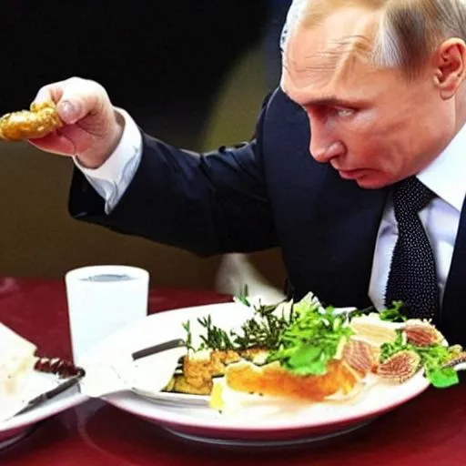 Putin eating a bullet sandwich