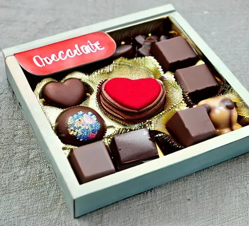 Prompt: a box of chocolate valentine