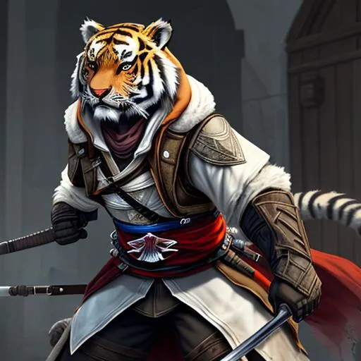 Prompt: Furry Tiger As A Assassin From Assassin's Creed 