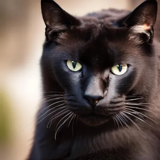 Prompt: big black cat with brown eyes