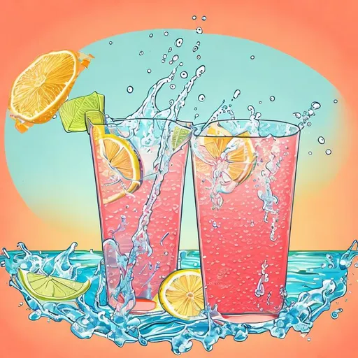 Prompt: Summer drink water illustration 