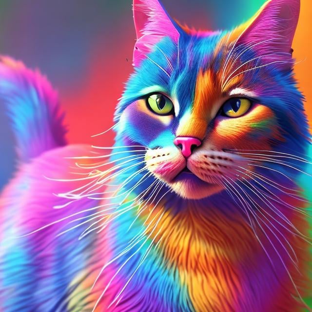 Vibrant colour ful cat realistic 4k 8k full body | OpenArt