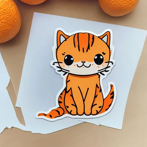 Prompt: cute orange cat sticker