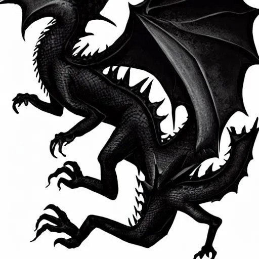 Prompt: black, spikey dragon made of shadow, whisping dark tendrils, nocternal beast, creature od the night, nightmare dragon