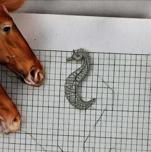 Prompt: Can you turn this geometric shape in the picture into a seahorse