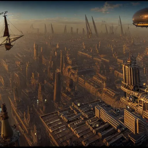 Prompt: steampunk airship city London  8k HDDR