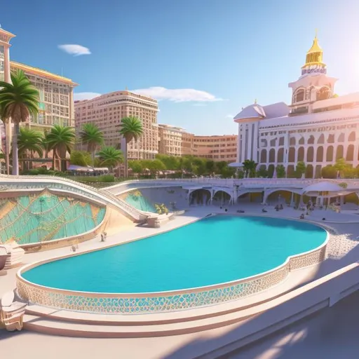 Prompt: long shot scenic 3D render of {Artificial Beach}, perfect viewpoint, highly detailed, soft smooth lighting, soft colors, soft colors, modular constructivism, made of plastic, golden filigree intricate details, falling water,