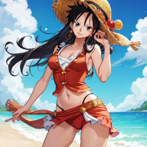 Prompt: one piece luffy as a girl