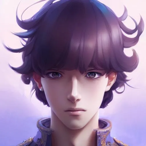 Prompt: Closeup face portrait of a prince, smooth soft skin, big dreamy eyes, beautiful intricate colored hair, symmetrical, anime wide eyes, soft lighting, detailed face, by makoto shinkai, stanley artgerm lau, wlop, rossdraws, concept art, digital painting, looking into camera