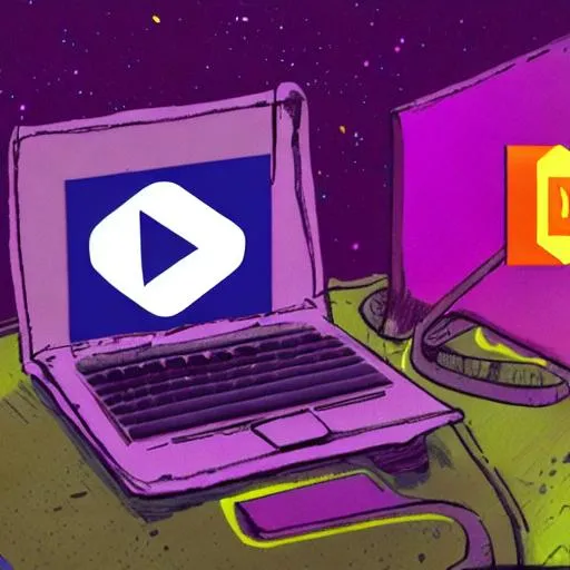 Prompt: python programing language profile picture for youtuebe
art style  
with mix purple and yellow colore
and blue colore
with codes on the screen of a laptop in a night in the hacking room dark night