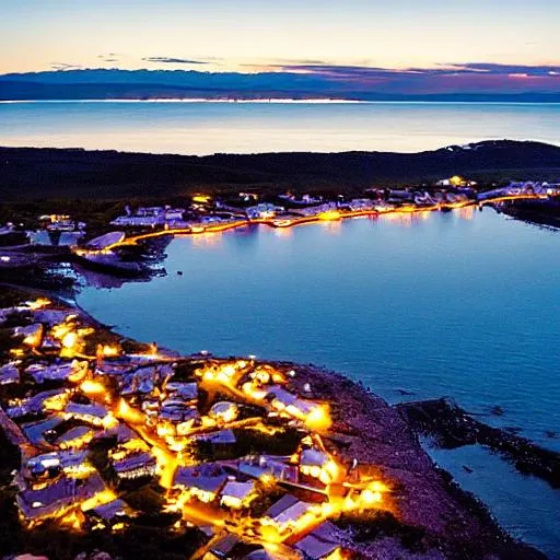 Prompt: Luminary Cove: A coastal town renowned for its bioluminescent flora and fauna. The entire town glows with an ethereal light at night, creating a magical and enchanting atmosphere. Visitors can embark on nighttime boat tours to witness the mesmerizing spectacle.
