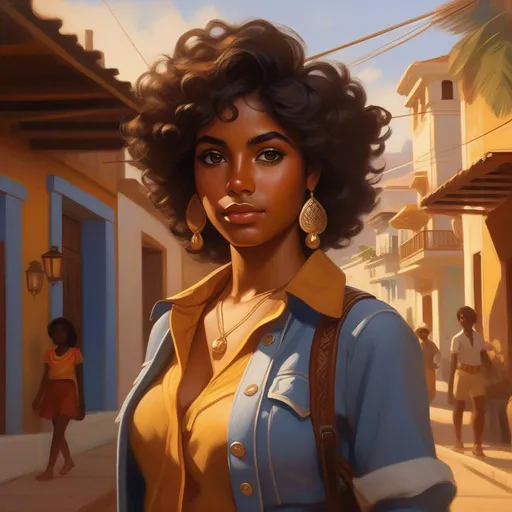 Third person, gameplay, Puerto Rican girl, dark skin... | OpenArt