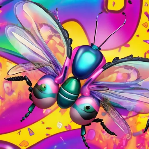 Prompt: Insect toy in the style of Lisa frank