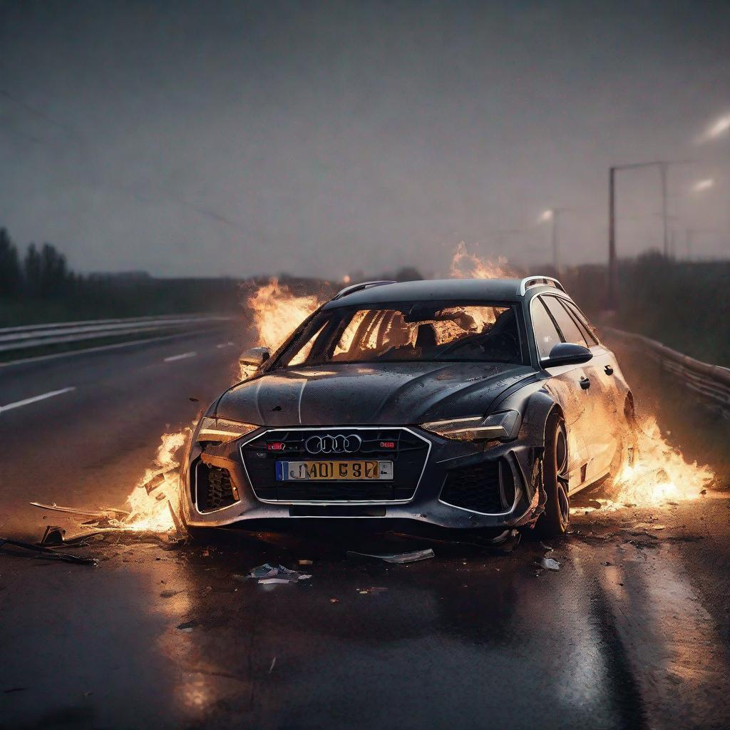 Audi Rs6, Accident, tragic, extreme wreck, burning,...