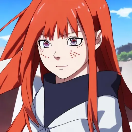 Prompt: Red haired anime girl

From Boruto Naruto Next Generations

Blue eyes 

Shinobi