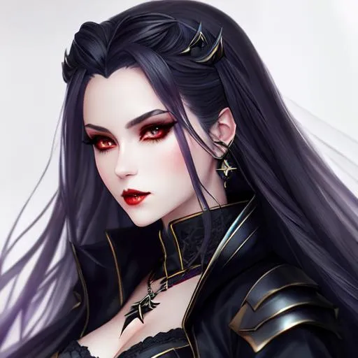 Prompt: #3238 woman as the Vampire Queen, anime Character Design, Unreal Engine, Beautiful, Tumblr Aesthetic,  Hd Photography, Hyperrealism, Beautiful Watercolor Painting, Realistic, Detailed, Painting By Olga Shvartsur, Svetlana Novikova, Fine Art