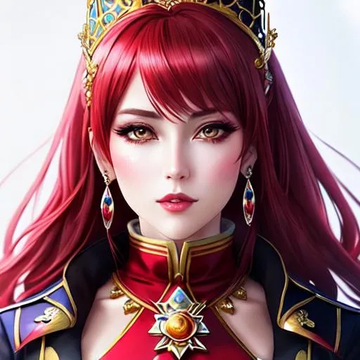 Prompt: #3238 woman as queen of hearts, anime Character Design, Unreal Engine, Beautiful, Tumblr Aesthetic,  Hd Photography, Hyperrealism, Beautiful Watercolor Painting, Realistic, Detailed, Painting By Olga Shvartsur, Svetlana Novikova, Fine Art