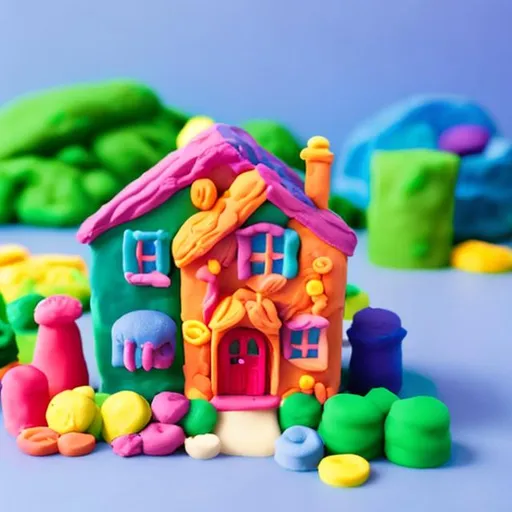 Prompt: a house made out of play-doh
