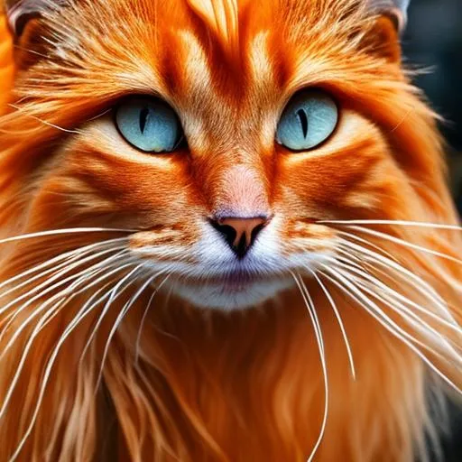 Prompt: large, orange, long-haired cat