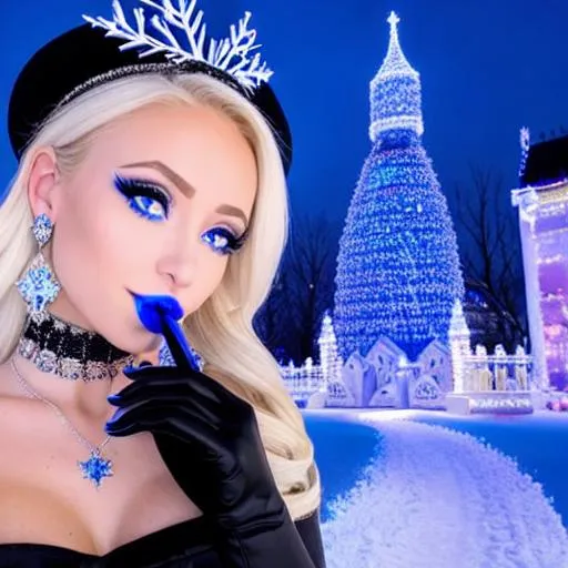 Ice Queen Kayleigh McEnany, Elsa, eating blue ice cr... | OpenArt