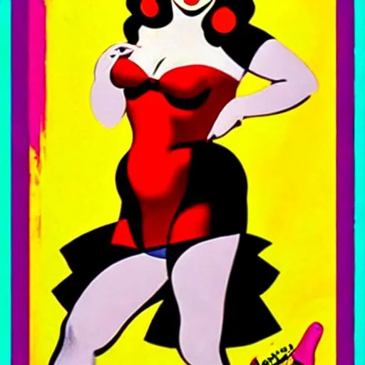 Prompt: A plump pin-up dancing Pop art style