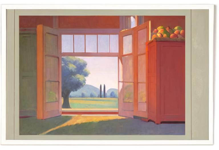 edward hopper style, colorful fields, orchards, orch... | OpenArt