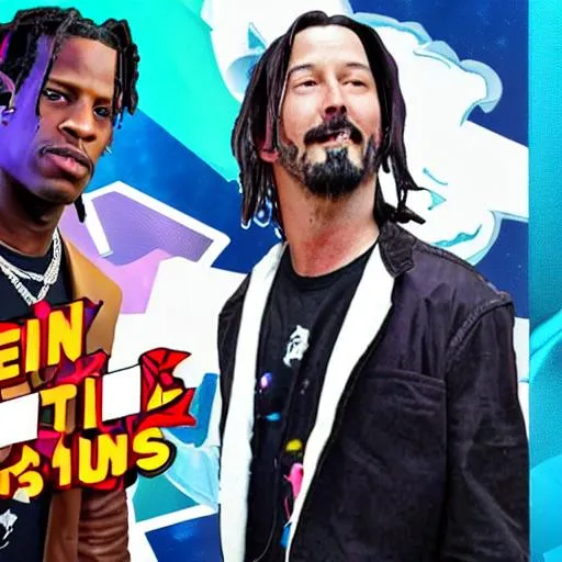 Prompt: travis scott and keanu reeves concert fortnite edp445 amogus burger ksi concert 4k thanos obama beautiful among us