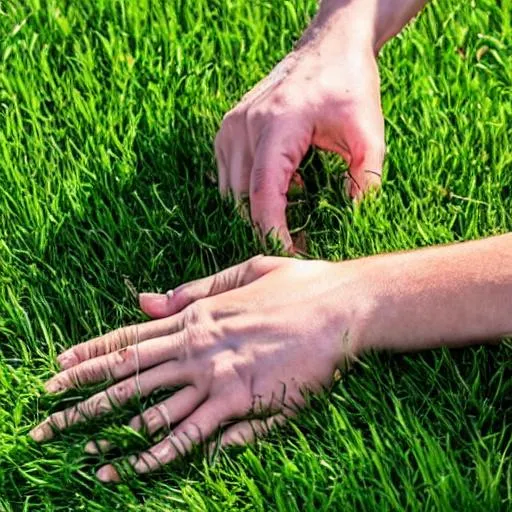 Guy touching grass but the sun is so hot