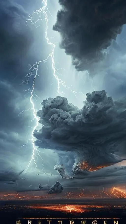 Prompt: image capturing the essence of a Heaven's Rebellion. Depict a turbulent night sky filled with menacing clouds, frequent flashes of lightning, and an overall atmosphere of chaos and upheaval. Integrate additional elements throughout this poster to enhance the theme. Scatter broken halos around the scene, and suspend shattered glass fragments in mid-air to further accentuate the sense of disarray and celestial conflict.