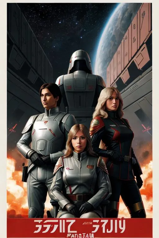 Prompt: Battlestar Galactica fighting the Cylons in a Soviet recruiting style poster, USSR poster, propaganda style, anime, offset printing, high detail, Poster, 8K, HD, CMYK, Happy, Natural Lighting --q 2 --ar 2:3


