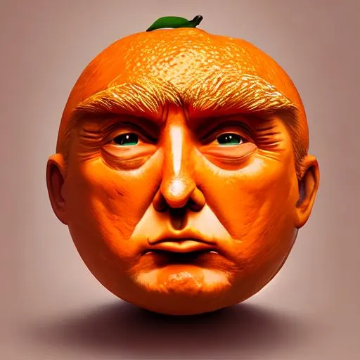 Prompt: An orange with the face of trump