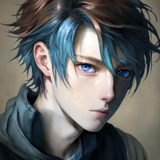 Prompt: 1 boy, hyper realistic watercolor masterpiece, full body, 16 years old handsome, pretty, anime boy, pastel eyes, copper hair, tan hyperrealistic watercolor masterpiece, smooth soft skin, tan skin, big mischievous eyes, symmetrical, anime wide eyes, soft lighting, detailed face, wlop, rossdraws, concept art, digital painting, looking into camera, wavy hair, short hair, orange hair, smirk, sweater, hoodie hyper realistic masterpiece, highly contrast water color mix, sharp focus, digital painting, pastel mix art, digital art, clean art, professional, contrast color, contrast, colorful, rich deep color, studio lighting, dynamic light, deliberate, concept art, highly contrast light, strong back light, hyper detailed, super detailed, render, CGI winning award, hyper realistic, ultra realistic, UHD, HDR, 64K, RPG, inspired by wlop, UHD render, HDR render