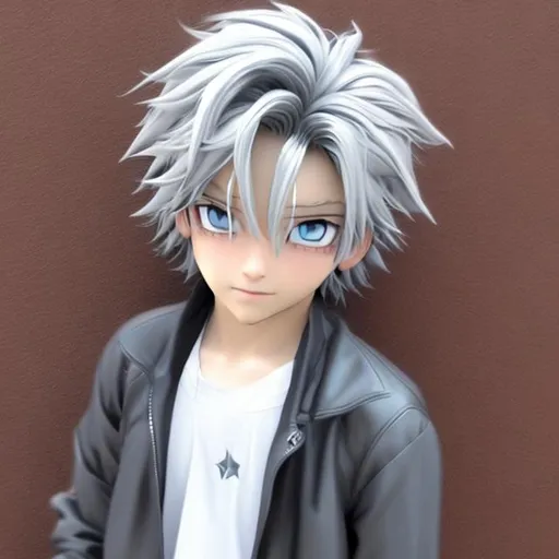 Anime sassy silver hair boy | OpenArt