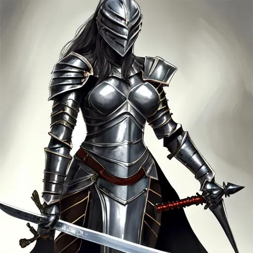 Knight woman has a sword