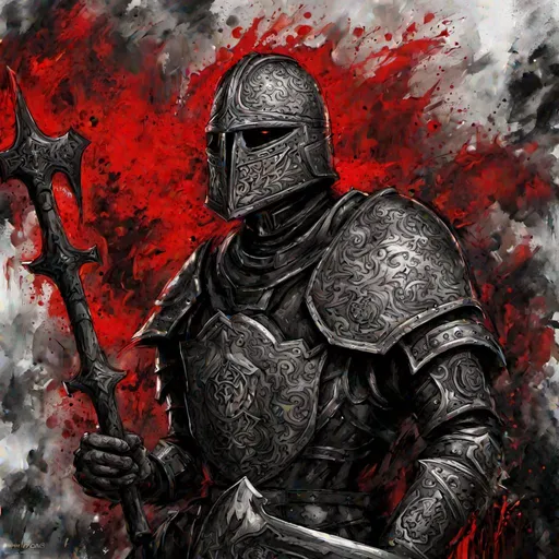 Dark fantasy medieval knight with axe and strange oc... | OpenArt