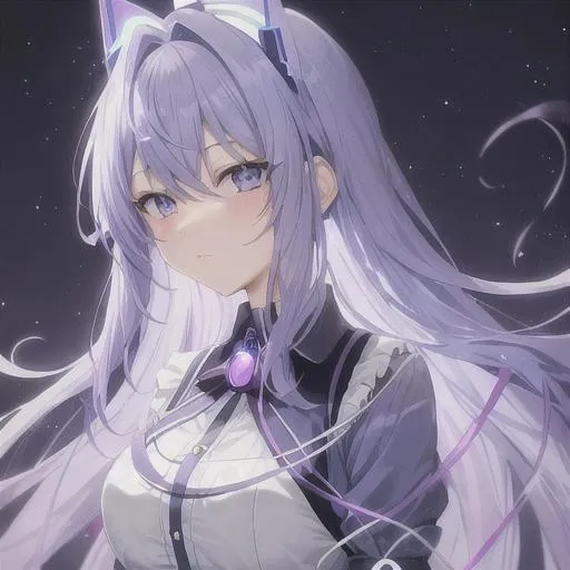 Prompt:  light blue light purple haired girl with beautiful eyes
light blue light purple theme anime girl