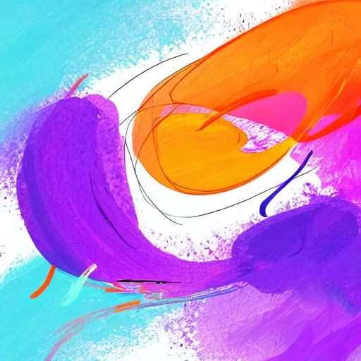 Prompt: Simple shapes art colors sketch abstract purple orange shapes waves white background
