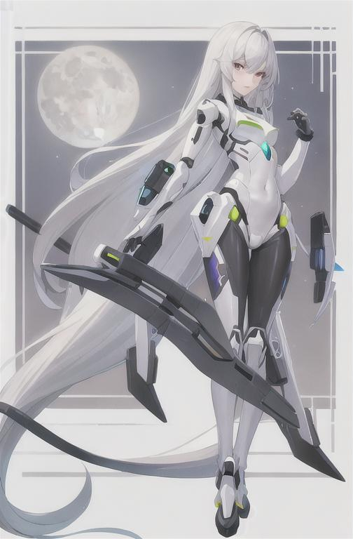 Robot 2females, long white hair, slim body, small ch... | OpenArt