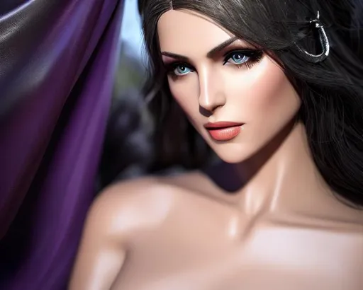 Prompt: witchcraft, face of Monica Bellucchi, ultrarealistic, flirty gaze, centerfold, magical, gorgeous, decolletage, jewelry, leather straps, fantasy environment,  portrait of head and torso,, , ultra complex, head and shoulders portrait, 4k resolution concept art portrait by Clint Cearley,   unreal engine, and ilya kuvshinov, , global illumination, detailed and intricate environment, epic, portrait, beautiful grey eyes, gorgeous, hyper detailed, , female,  trending on artstation, sharp focus, symmetry, painted, intricate, volumetric lighting, beautiful, rich deep colors masterpiece, sharp focus, ultra detailed,centered, symmetry, painted, intricate, volumetric lighting, beautiful, rich deep colors masterpiece, sharp focus, ultra detailed,