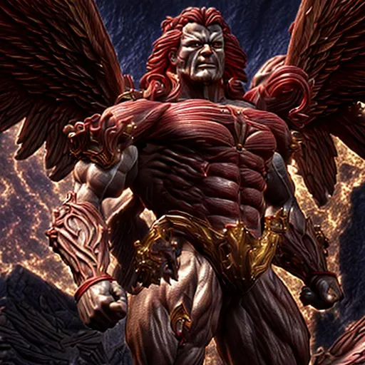 Prompt: Six winged muscular Hegemon 