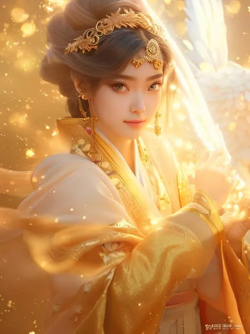 Prompt:  a gorgeous girl with straight maroon hair and pastel blue eyes, an oval face, and light skin, graceful, gentle, balanced facial features, dressing in a blue hanfu with a phoenix flame in her hand, epic, with a phoenix in the background