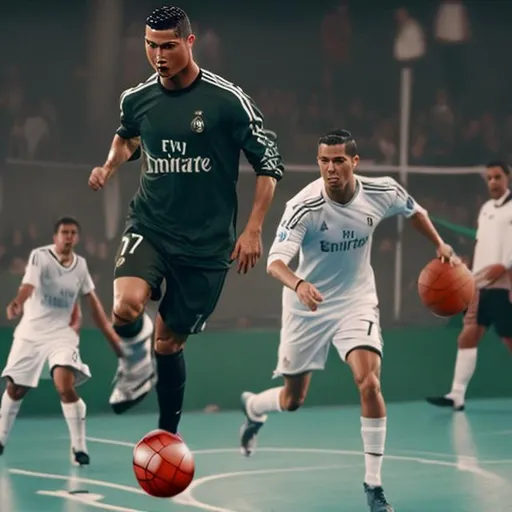 Prompt: ronaldo playing basketball



