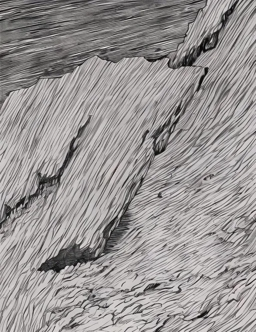 Prompt: one piece manga, linework, anime style, flat rock ground, sky, clouds, a man standing in the distance