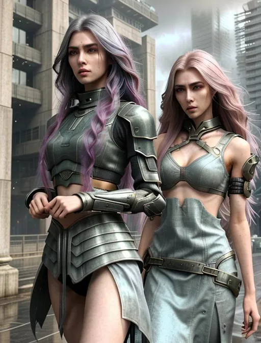 Prompt: Realistic futuristic dystopian landscape, heavy mist, random landscape,

Depicting a female High Fantasy style Dhamani, an exquisite portrayal of an exotic, gorgeous, slender, long random colored hair, random hair style, ultra realistic young adult woman, wearing a heavy iron collar,

Gorgeous perfectly detailed facial features, long legs, sumptuous perfect body, ultra pale, visible midriff,

Perfect studio lighting, perfect shading, Professional Photo Realistic Image, RAW, artstation, splash style dark fractal paint, contour, hyper detailed, intricately detailed, unreal engine, fantastical, intricate detail, steam screen, complimentary colors, fantasy concept art, 64k resolution, deviantart masterpiece, splash arts, ultra details, Ultra realistic, hi res, UHD, complete 3D rendering.