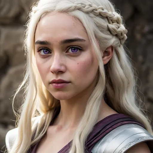 Prompt: hyper-realistic human young woman in her early teens, Daenerys has the classical Valyrian look; She has violet eyes, pale skin, and long, pale silver-gold hair. She is beautiful, Daenerys is slender of frame, with small chest. She is said to resemble Queen Naerys Targaryen, though Daenerys is taller and stronger.,  fantasy character art, illustration, dnd,